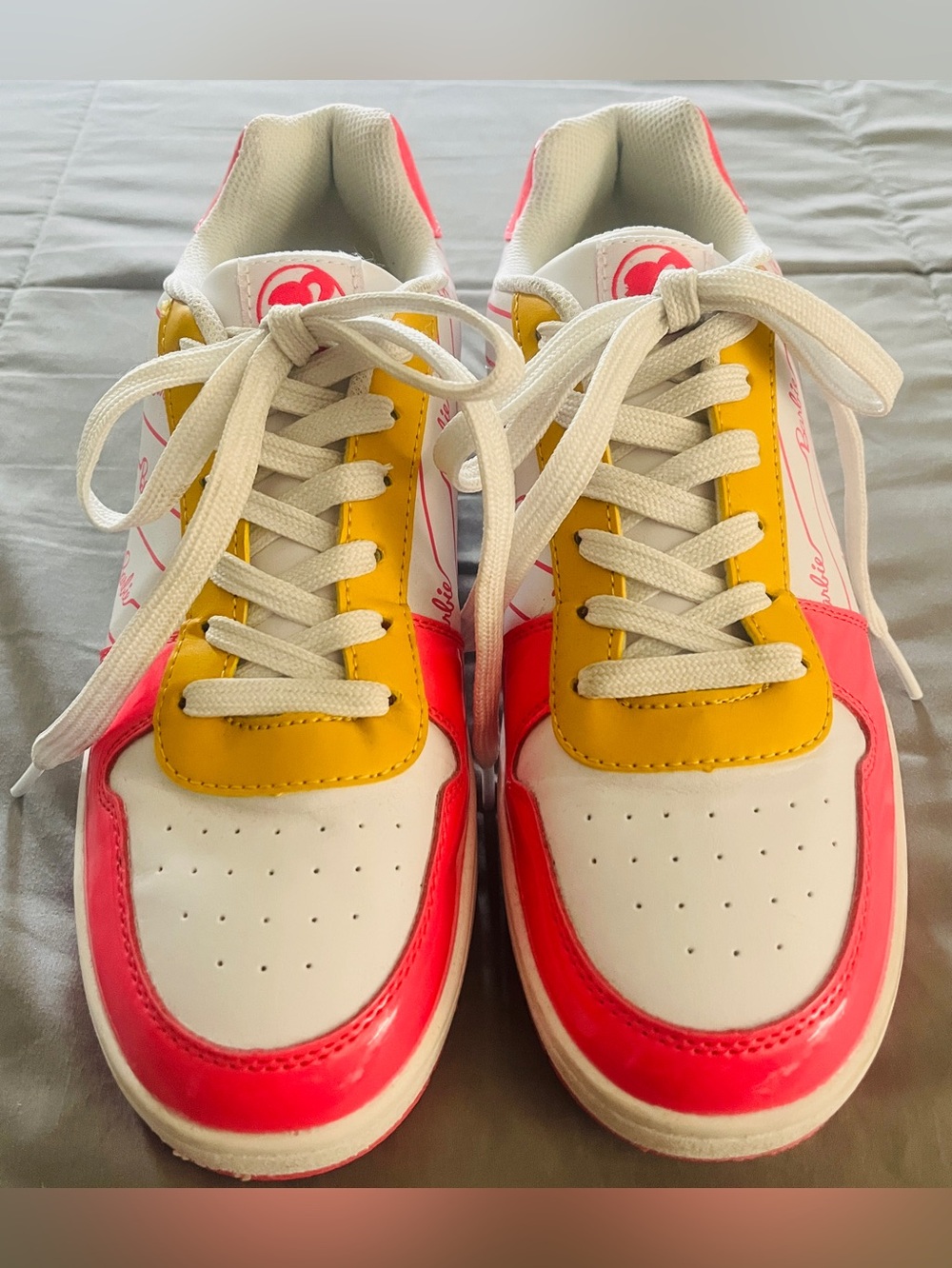 Barbie Pink, White & Yellow Logo Graphic Women’s Sneakers Size 9